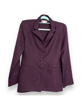 Vintage Jennifer James Blazer Jacket Womens 6 Purple Academia Career Modest Chic